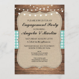 Invitación de madera de comprobación Verde azulada