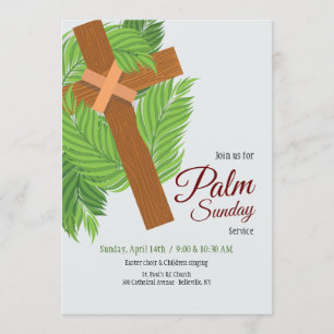 Invitación de madera de la cruz y de las palmas