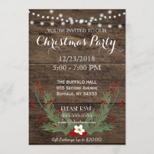 Invitación de madera de la fiesta de Navidad del