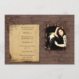 Invitación de madera de la graduación de la