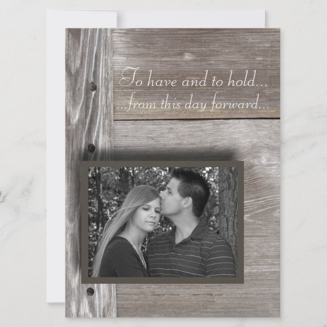 Invitación de madera del boda del granero (Anverso)