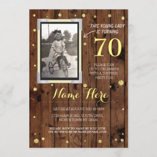 Invitación de madera del oro del estilo del