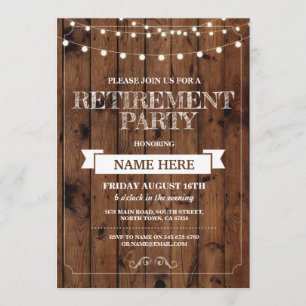 Invitación de madera jubilada rústica del fiesta
