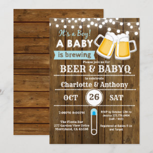Invitación de madera para baby shower de parejas c