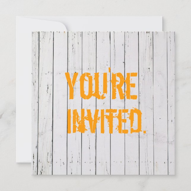 Invitación de madera pintada blanco de la boda de (Anverso)