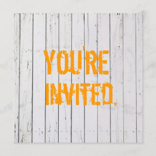 Invitación de madera pintada blanco de la boda de