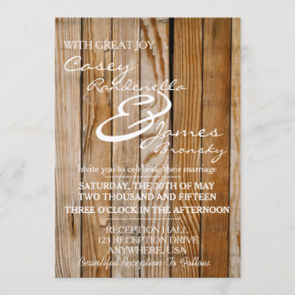 Invitación de madera rústica de la boda