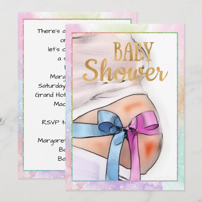 Invitación de Madre Baby Shower (Anverso / Reverso)