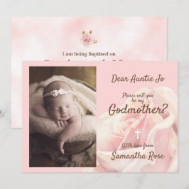 Invitación de madrina de rosa rosa