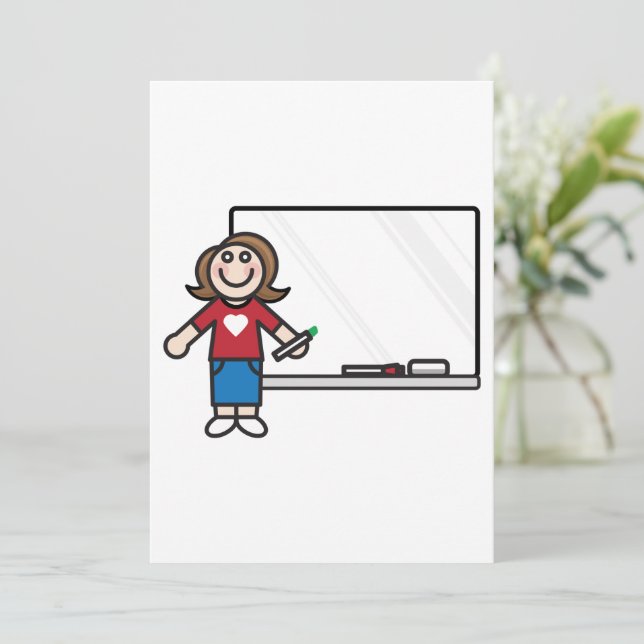 Invitación de maestro y pizarra blanca (Anverso de pie)