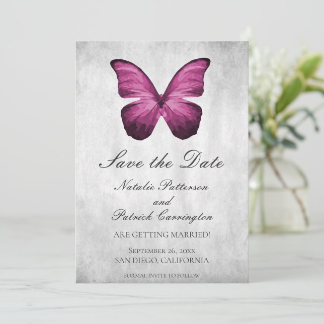 Invitación de Magenta Butterfly para guardar la fe (Anverso de pie)