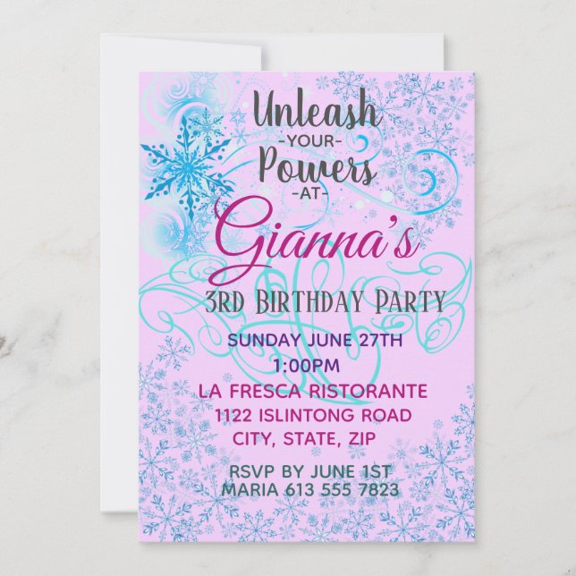 Invitación de Magia de Nieve Helada (Anverso)