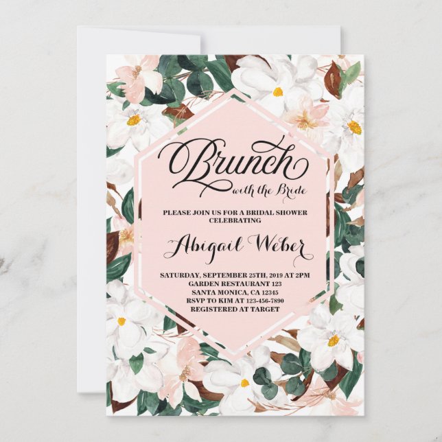 invitación de magnolia, Brunch con la Novia (Anverso)