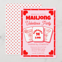 Invitación de Mahjong a la fiesta rosa del Día de 