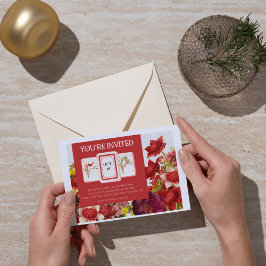 Invitación de Mahjong Bold Rich Red Florals