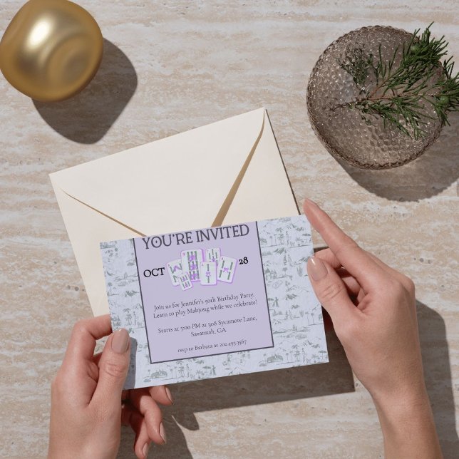 Invitación de Mahjong con azulejos y tela (Subido por el creador)