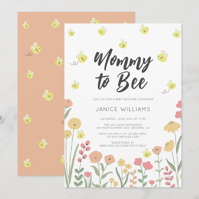 Invitación de mamá a ser Baby Shower (Anverso / Reverso)