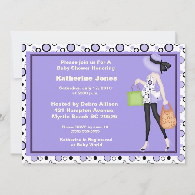 Invitación de Mamá a Ser Baby Shower (Anverso)