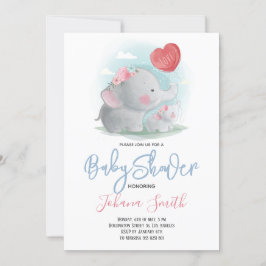 Invitación de mamá y Baby Shower para elefantes am
