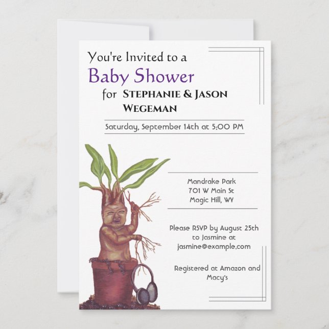 Invitación de Mandrake Baby Shower (Anverso)
