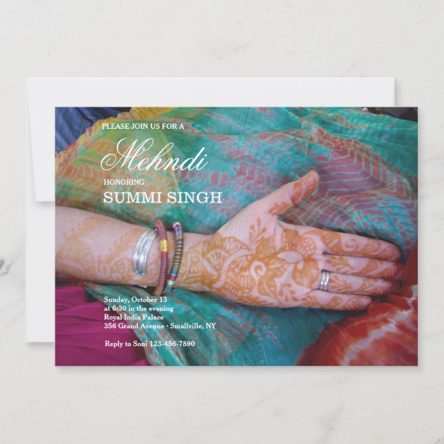Invitación de mano de Mehndi (Anverso)