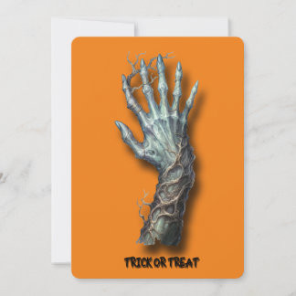 Invitación de Mano de Zombie Espeluznante de Hallo