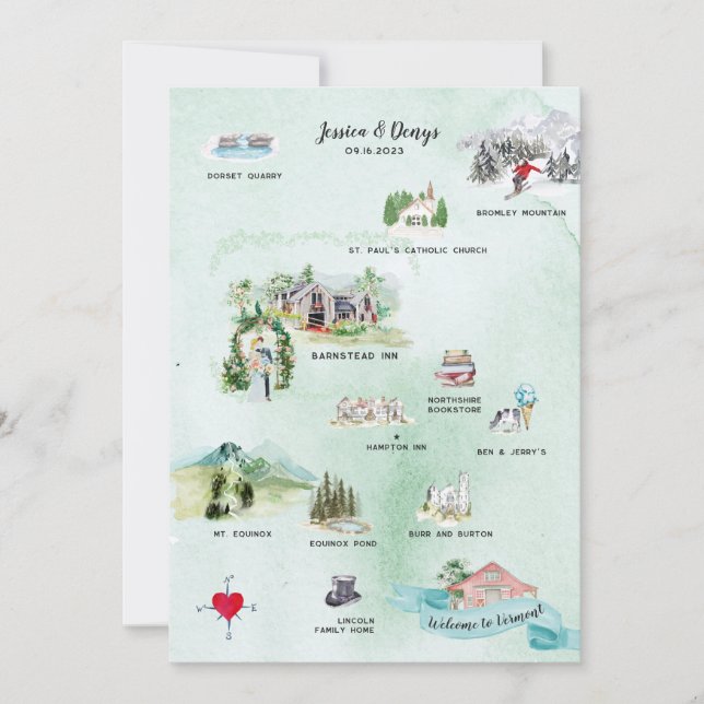 Invitación de mapa de itinerario | Fin de semana d (Anverso)