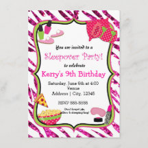 Invitación de Maquillaje para Fiesta de Dormir de 