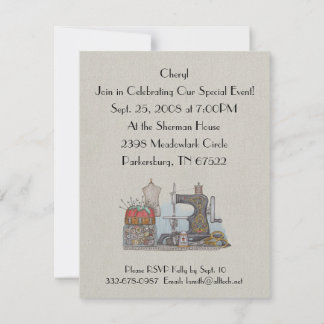 Invitación de máquina de coser con energía manual