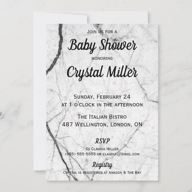 Invitación de Marble Baby Shower (Anverso)