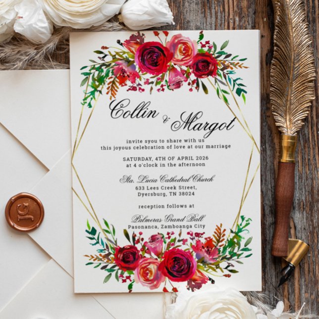 Invitación de marco Boda de Red Florals (Subido por el creador)