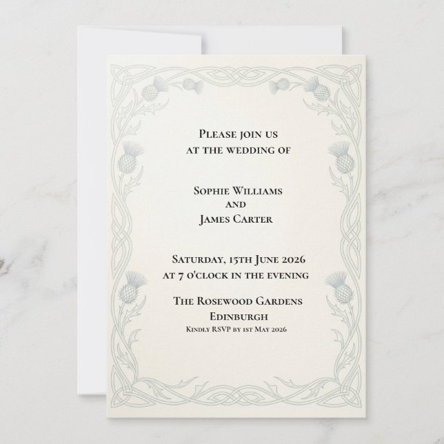Invitación de Marco Botánico Verde Salvia (Anverso)