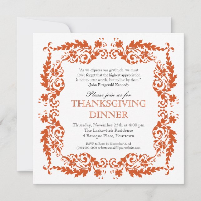 Invitación de marco de cuero barroco (Anverso)