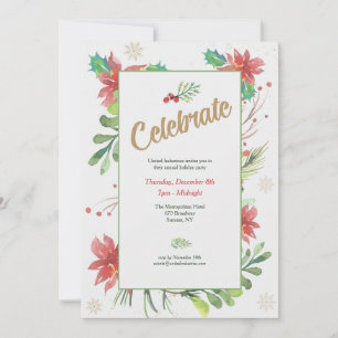 Invitación de marco de navidades Poinsettia