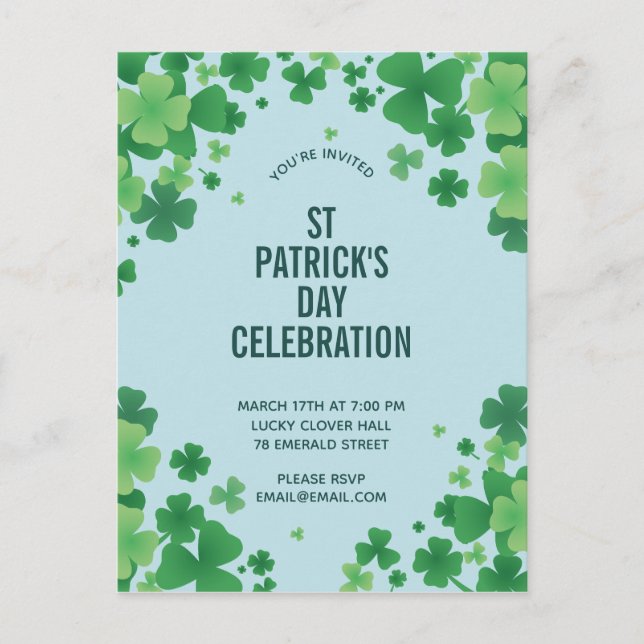 Invitación de Marco de Trébol Minimalista (Anverso)