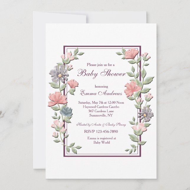 Invitación de marco floral abierto (Anverso)