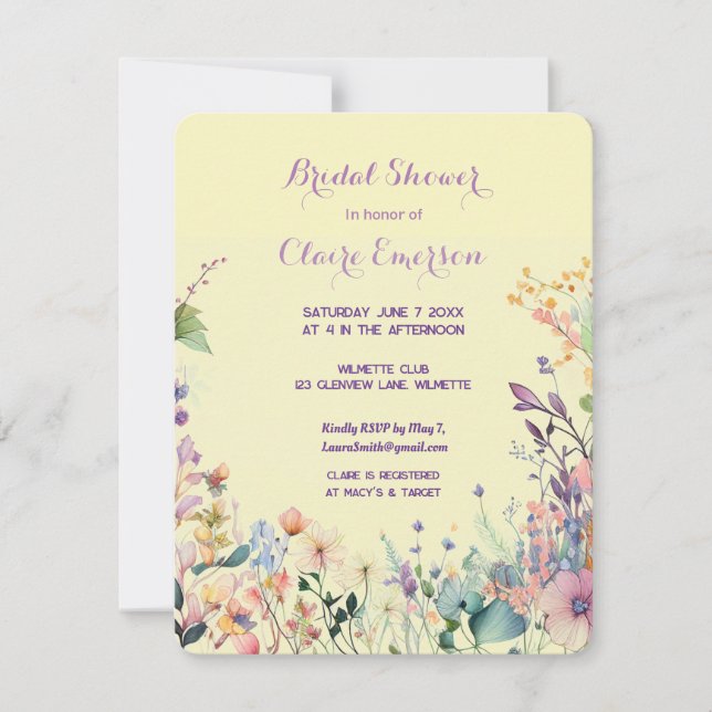Invitación de marco floral boho (Anverso)
