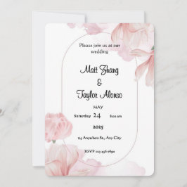 Invitación de marco floral suave rosa