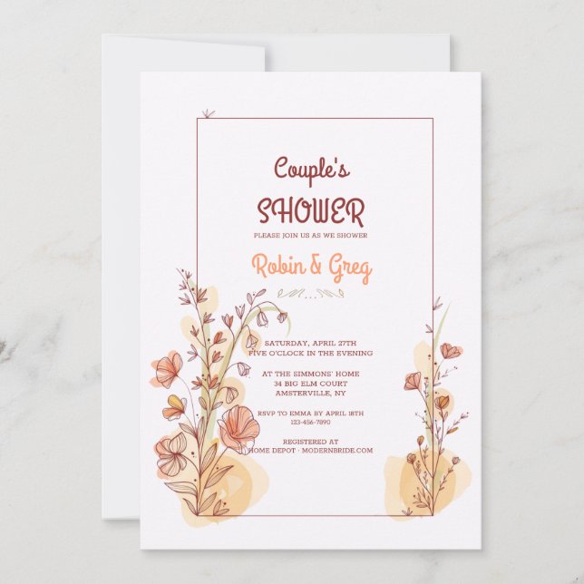 Invitación de Marco para la Ducha de la Pareja (Anverso)