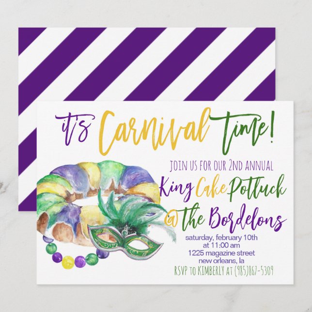 Invitación de Mardi Gras (Anverso / Reverso)