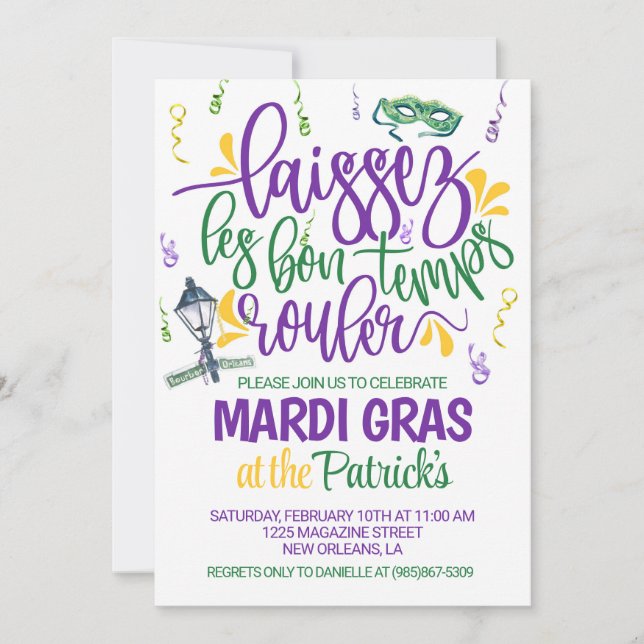 Invitación de Mardi Gras (Anverso)