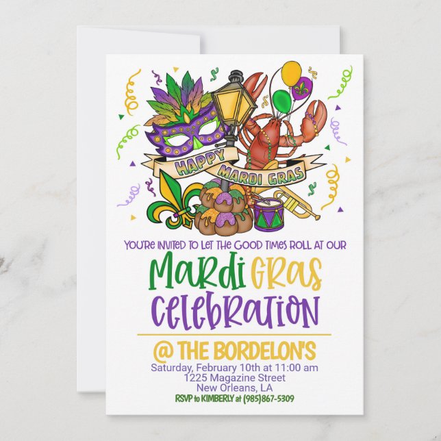 Invitación de Mardi Gras (Anverso)
