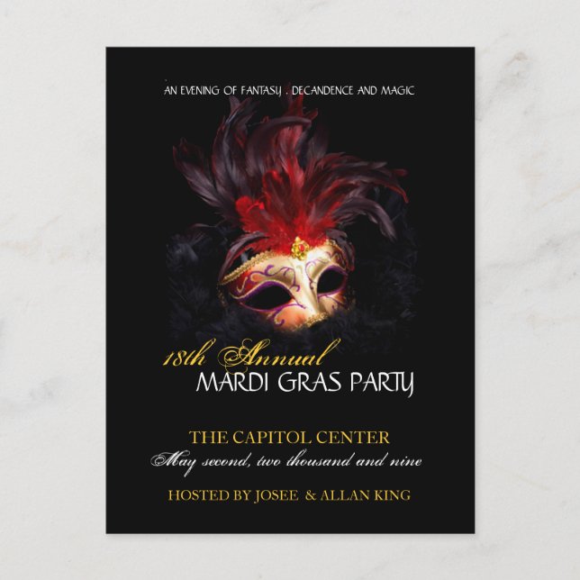 Invitación de Mardi Gras (Anverso)
