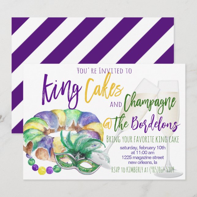 Invitación de Mardi Gras (Anverso / Reverso)