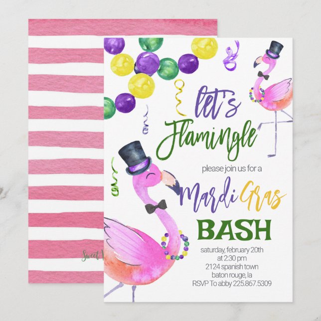 Invitación de Mardi Gras (Anverso / Reverso)