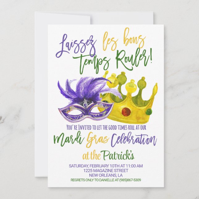 Invitación de Mardi Gras (Anverso)