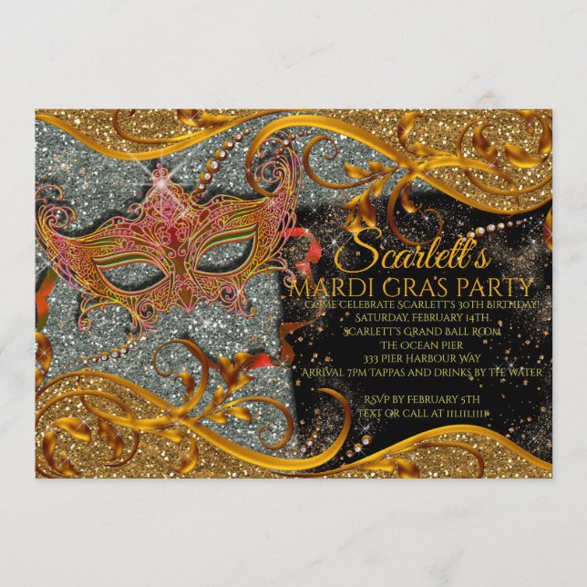 Invitación de Mardi Gras, Invitación de Mascarada, (Anverso)