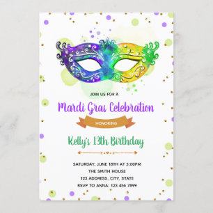 , invitación de Mardi Gras Soiree