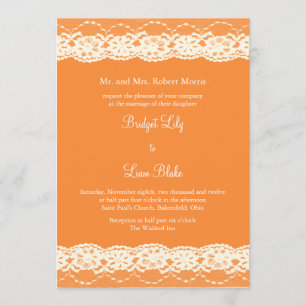 Invitación de marfil de la boda del cordón