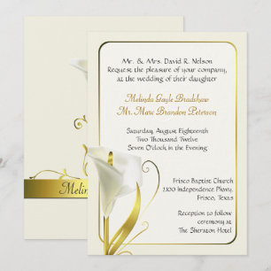 Invitación de marfil elegante de la boda de la